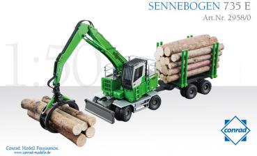 Sennebogen 735 E Umschlagmaschine mit Holzgreifer und Anhänger